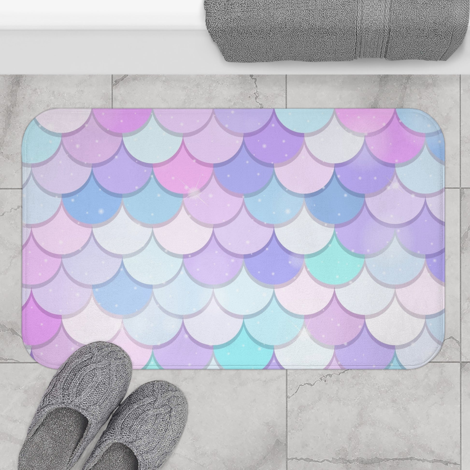 Bohemian Bath Mat, Bathroom Rug, Shower Mat, Non-Slip Bath Mat, Home Decor Accent